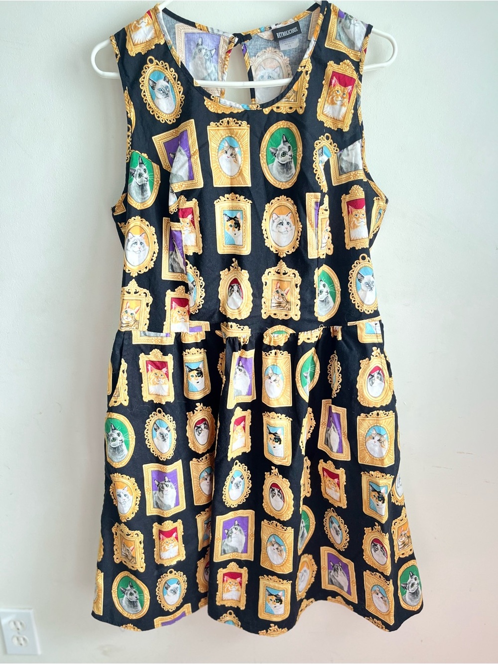 Retrolicious Fit & Flare Cat Portrait Dress